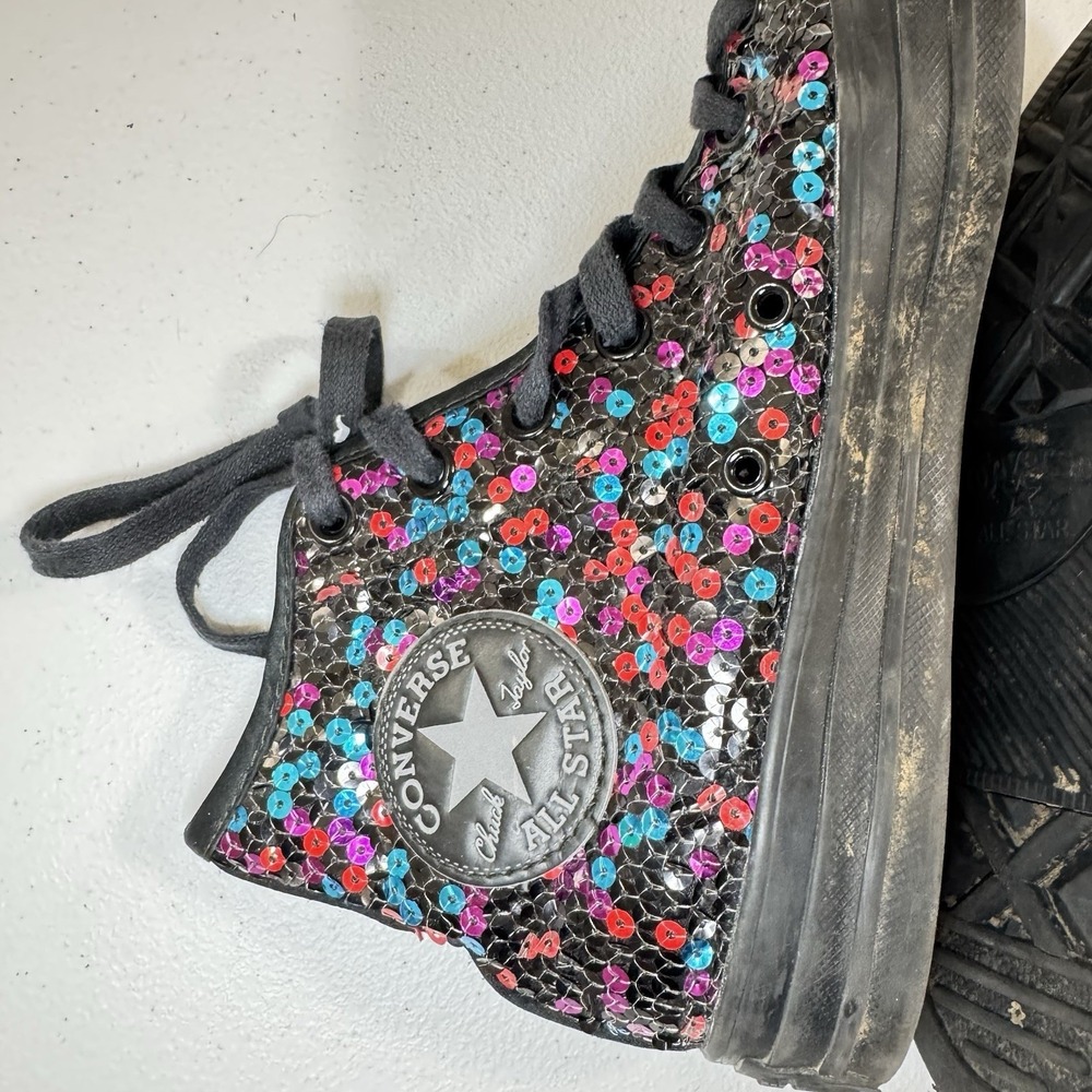 Converse Women's Black Hi-Top Sequins Chuck Taylor All Star Sneakers US Size 7.5 - Picture 4 of 7